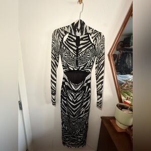AFRM Zebra Print Long Sleeve Dress